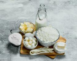 Different types of dairy products. photo