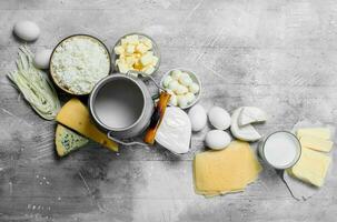 Different types of dairy products. photo