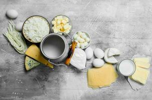 Different types of dairy products. photo