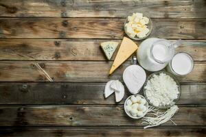 Variety of fresh dairy products. photo