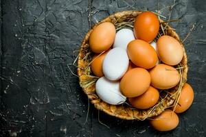 Eggs in a basket. photo