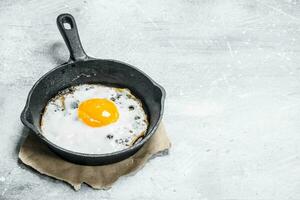 Fried egg in a frying pan. photo