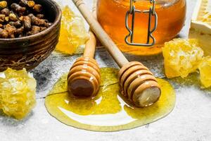 Different types of natural honey. photo