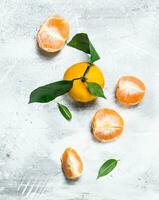 Slices of fresh mandarin. photo