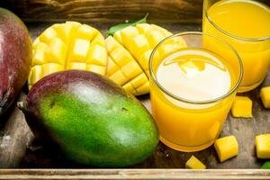 Mango juice in a glass. photo