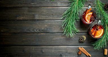 Mulled wine with spices. photo