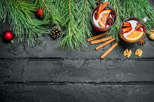 Christmas mulled wine with spices. photo