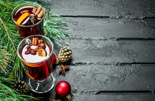 Christmas mulled wine with spices. photo