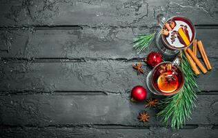 Christmas mulled wine with spices. photo