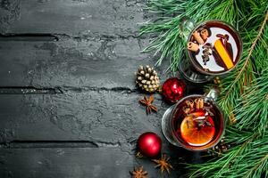 Christmas mulled wine with spices. photo