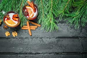 Christmas mulled wine with spices. photo