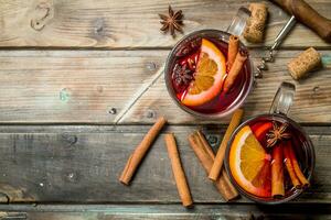 Mulled wine with aromatic seasonings. photo