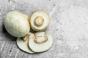 Cut fresh mushrooms. photo