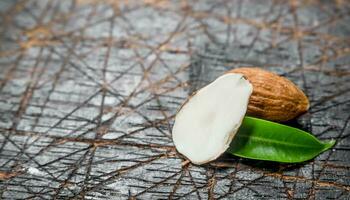 Almonds with leaves. photo