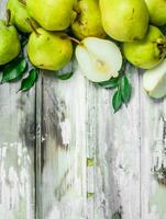 Fragrant pears with foliage. photo