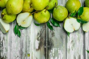 Fragrant pears with foliage. photo