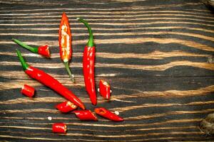 Sliced hot red pepper. photo