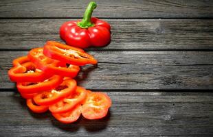 Rings of fresh sweet pepper. photo