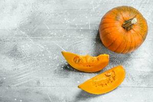 Pieces of ripe pumpkin. photo