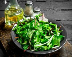 Healthy salad. Arugula salad in a bowl. photo