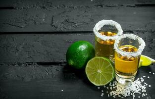 Tequila with salt and lime. photo