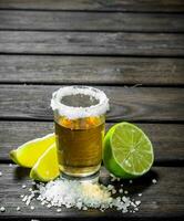 Tequila with lime and salt. photo