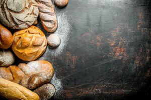 Assortment of different types of bread. photo