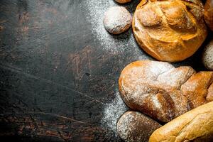 Assortment of different types of bread. photo