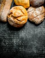 Different bread from wheat and rye flour. photo