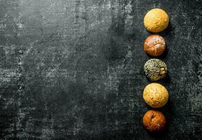 Assortment of different types of buns. photo