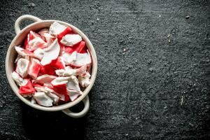 Crab meat in the bowl. photo