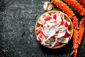 Crab meat and boiled crab with garlic. photo