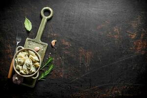 Beef dumplings in the bowl. photo