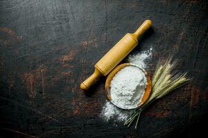 Flour with spikes and a rolling pin. photo