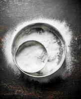 Flour in different sieve. photo