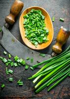 Chopped green onion. photo