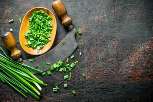 Chopped green onion. photo