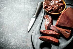 Sliced Raw liver. photo