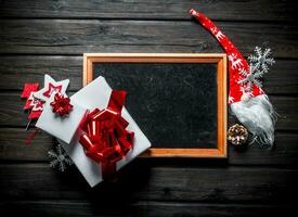 Photo frame with Christmas white boxes.