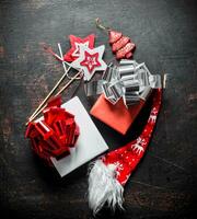 Christmas gifts in boxes with bows. photo