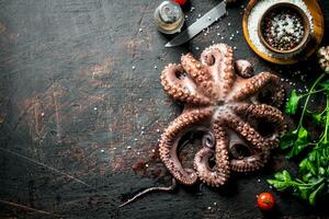 Fresh octopus with spices. photo