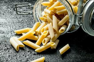 Pasta dry in a jar. photo