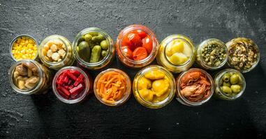 Set of different pickled food. photo