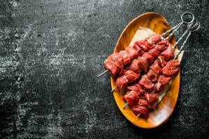 Raw kebab on a plate. photo