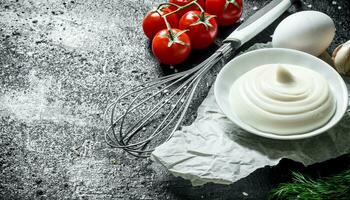 Mayonnaise with tomatoes, dill and egg. photo