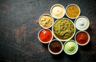 The range of different sauces. photo