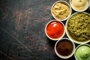 Different types of sauces. photo