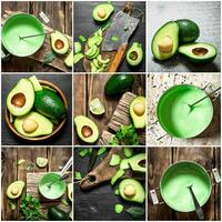 Food collage of avocado . photo