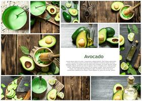 Food collage of avocado . photo