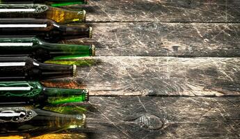 Bottles with fresh beer. photo